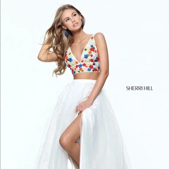 Sherri Hill | Dresses | Sherri Hill 5948 Two Piece Floral Aline Prom Dress  | Poshmark